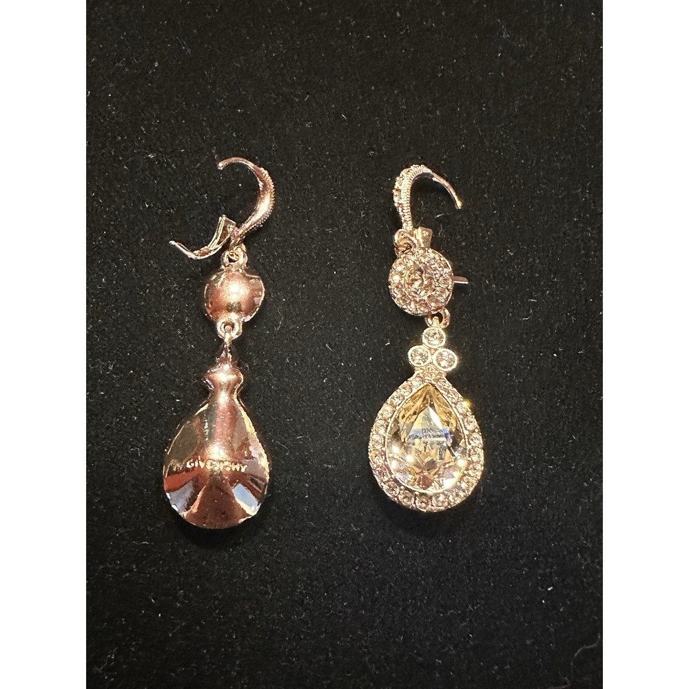 Givenchy Rose Gold Swarovski Crystal Linear Earrings Lever Back Drop Style Bling - Picture 2 of 10